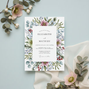 Brautstrauß mit staubiger Rose Botanical Bloom Einladung