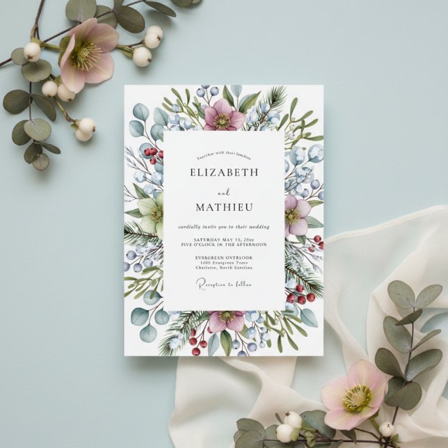 Brautstrauß mit staubiger Rose Botanical Bloom Einladung (Von Creator hochgeladen)