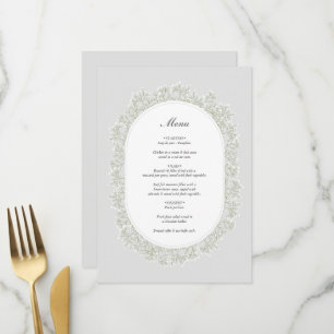 Brautstrauß-Monogramm Gypsophila Florale Hochzeit Menükarte