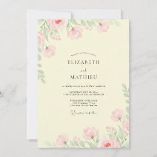 Brautstrauß Rosa Gelbe Wilde Blumen Hochzeit Einladung