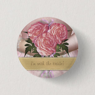 Brautstrauß (rosa) Individuelle Hochzeit Button