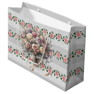 Brautstrauß rosa Rosen Große Geschenktüte