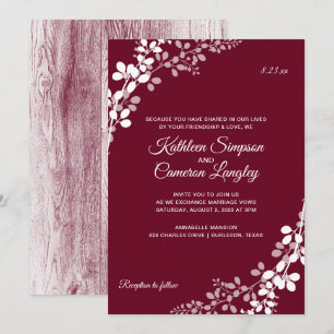 Brautstrauß Rustikale Holz Hochzeit Marsala Einladung