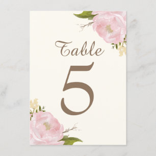Brautstrauß-Tablett-Nummernkarte mit Vintage-Rosen Einladung