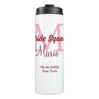 Brauttruppe Name Monogramm Brautjungfer Pink Datum
