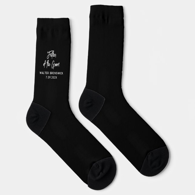 Brautvater Elegantes Skript Hochzeit Schwarz  Socken (Rechts)