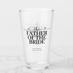 Brautvater Fancy Script Herz Hochzeit Glas
