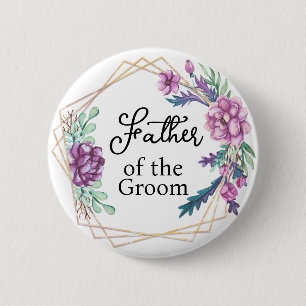 Brautvater lila Blumenhochzeit Button