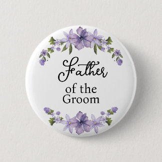Brautvater lila Blumenhochzeit Button