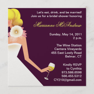 Brautweineinladung ohne Blume Einladung