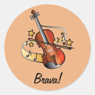 Brava-Sticker für Mädchen-Violine-Student Runder Aufkleber