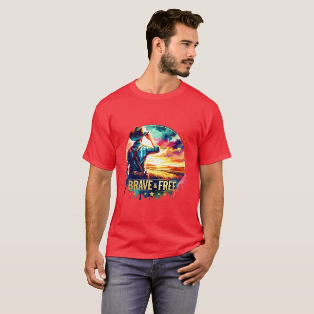 ✨"Brave and Free" Cowboy T-shirt     (Vorne ganz)