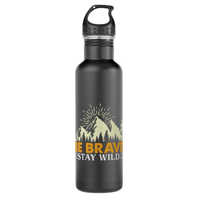 Brave Bleibe Wild Edelstahlflasche (Vorderseite)