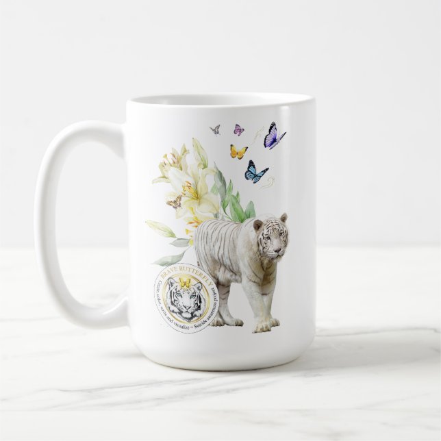 Brave Butterfly sei die Veränderung personalisiere Kaffeetasse (Links)