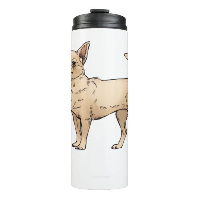 Brave Chihuahua Blue Thermosbecher (Vorderseite)