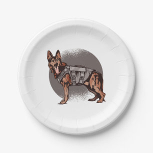 Brave German Shepherd Police Dog Pappteller