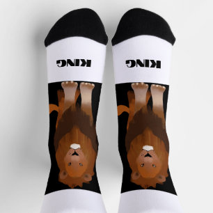 Brave Lion mit King Text bedruckt Stilvoll aussehe Socken