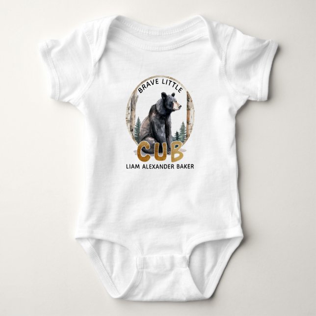 Brave Little Cub Bear Woodland Baby Bodysuit Strampler (Vorderseite)