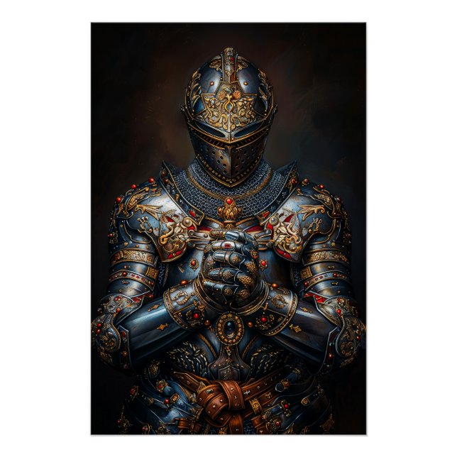 Brave mittelalterlicher Ritter Poster (Vorderseite)