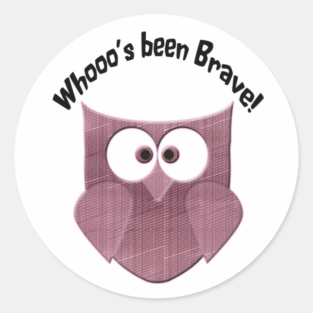 Brave Pink Owl Runder Aufkleber (Vorderseite)