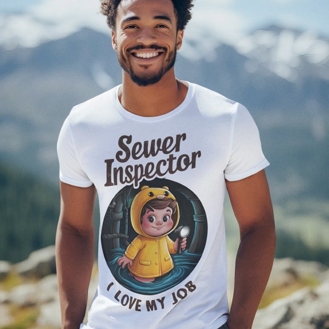 Brave Sewer Inspector Kind in lebendiger Regenmant T-Shirt (Von Creator hochgeladen)