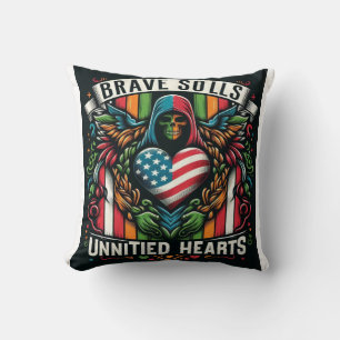 Brave Souls United Hearts" - Bold Multicolored Typ Kissen