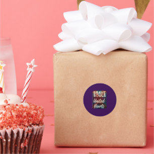 Brave Souls United Hearts Runder Aufkleber