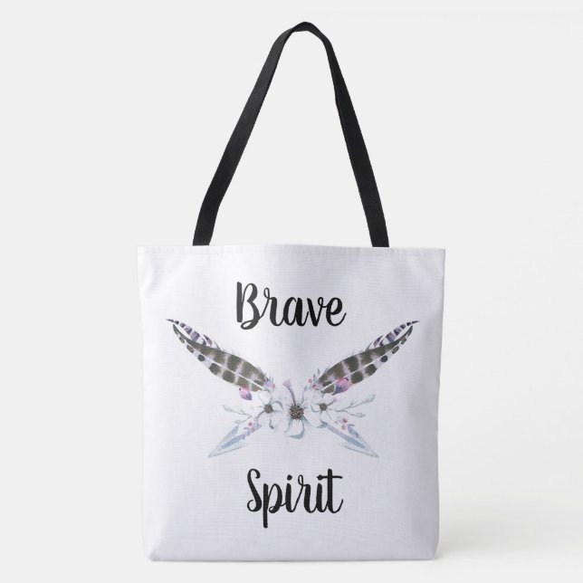 Brave Spirit mit Federn, Pfeilen und Blume (Vorderseite)