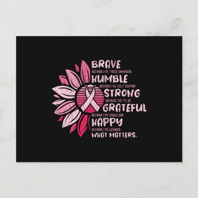 Brave Strong Grateful Breast Cancer Awareness Postkarte (Vorderseite)