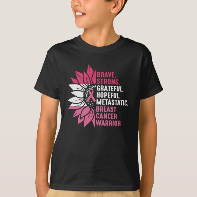 Brave Strong Grateful Breast Cancer Awareness T-Shirt (Vorderseite)