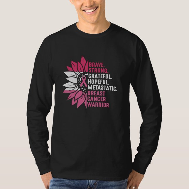 Brave Strong Grateful Breast Cancer Awareness T-Shirt (Vorderseite)