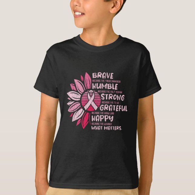 Brave Strong Grateful Breast Cancer Awareness T-Shirt (Vorderseite)
