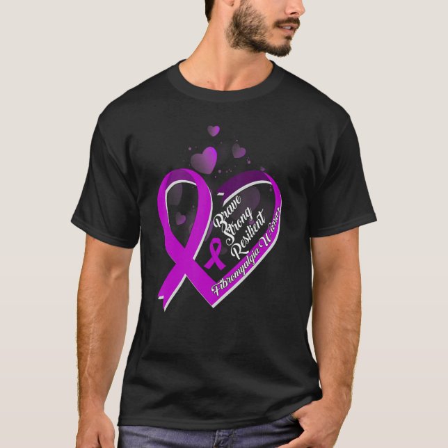 Brave Strong Resilient Fibromyalgia Krieger Awaren T-Shirt (Vorderseite)