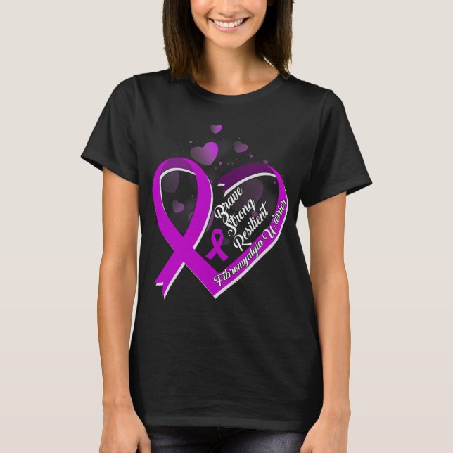 Brave Strong Resilient Fibromyalgia Krieger Awaren T-Shirt (Vorderseite)