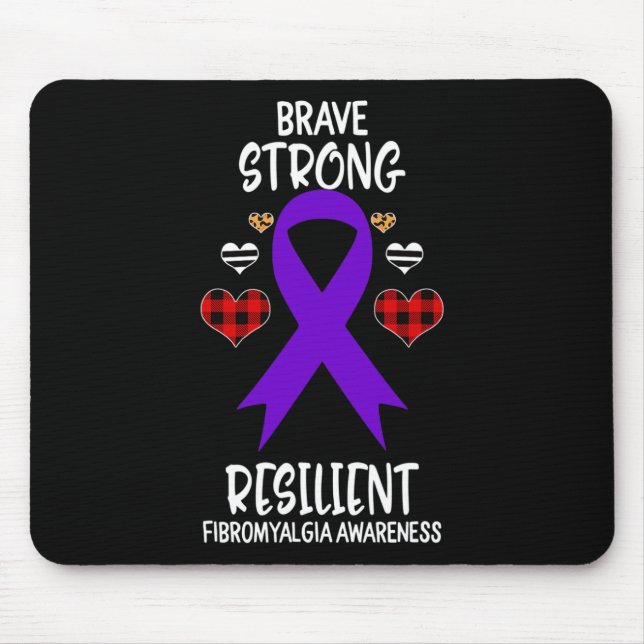 Brave Strong Resilient Fibromyalgie Awareness Ribb Mousepad (Vorne)