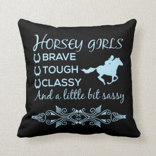 Brave Tough Classy Horse Girl in Light Blue Kissen