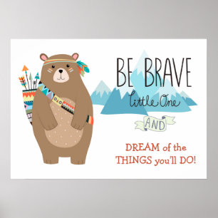 Brave Tribal Bear Niedliches Kinderzimmer Poster