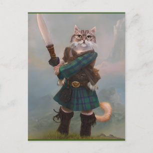 Braveheart Scotland Highlander Cat Scotland Card Postkarte