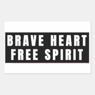 Braves Herz und freies Geist Text Design Rechteckiger Aufkleber