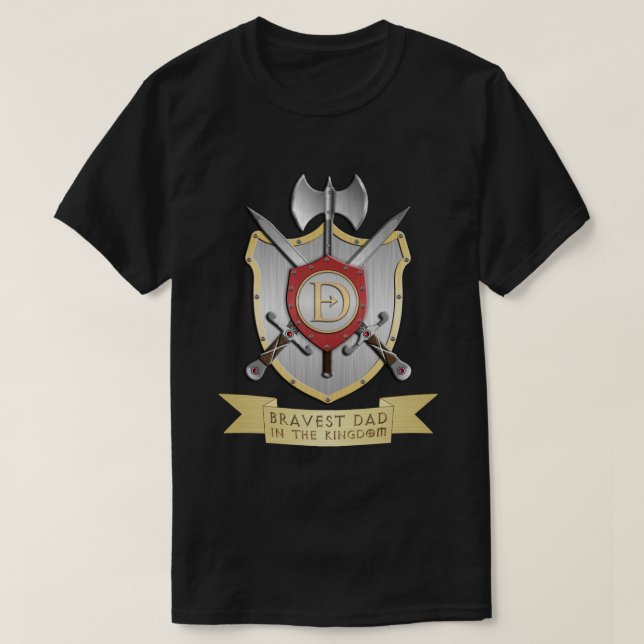 Bravest Vater im Königreich Wappen T-Shirt (Design vorne)