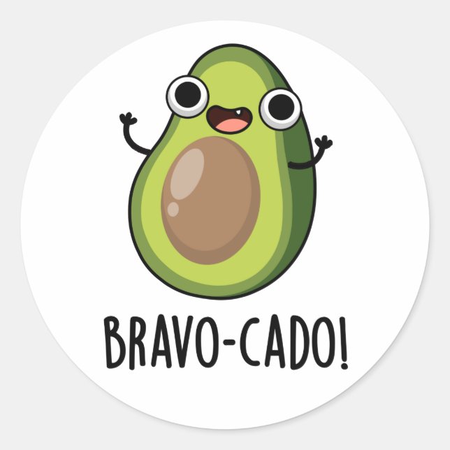 Bravo-cado Funny Avocado Pub Runder Aufkleber (Vorderseite)