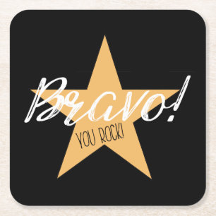 "Bravo! Du ROCK!" Rechteckiger Pappuntersetzer