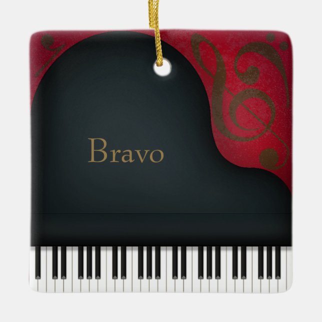"Bravo" Grand Piano Charming Musical Keepake Keramikornament (Vorderseite)