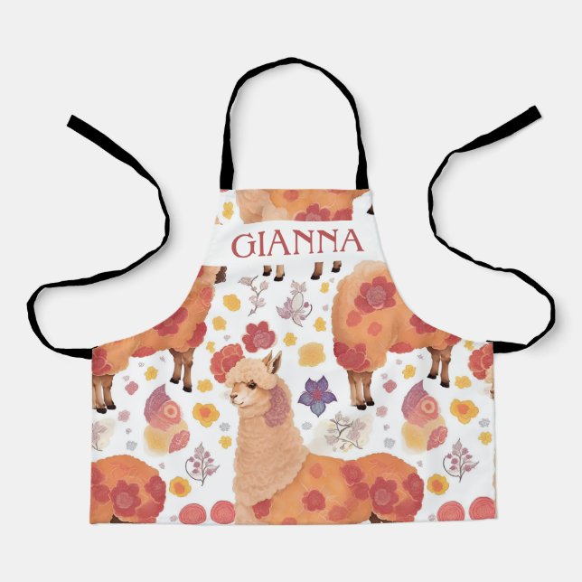 Brawn Alpaca Watercolor Farbenfrohe Muster Schürze (Vorderseite)