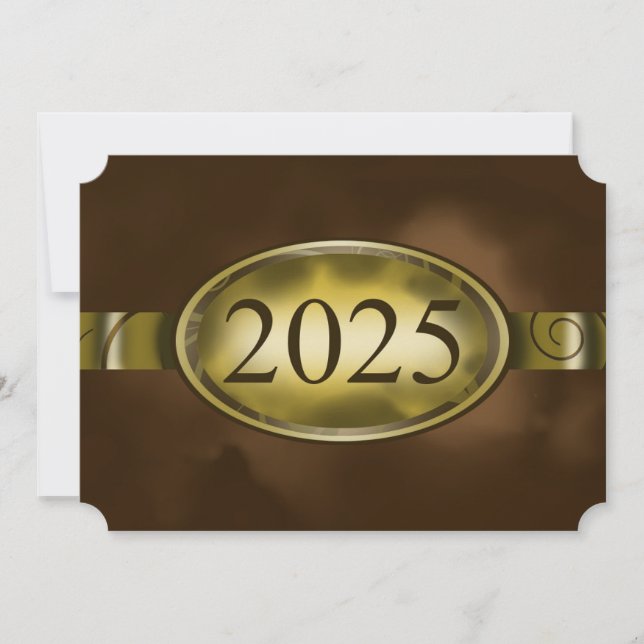 Brawn and Gold Floral Button 2025 Card Einladung (Vorderseite)