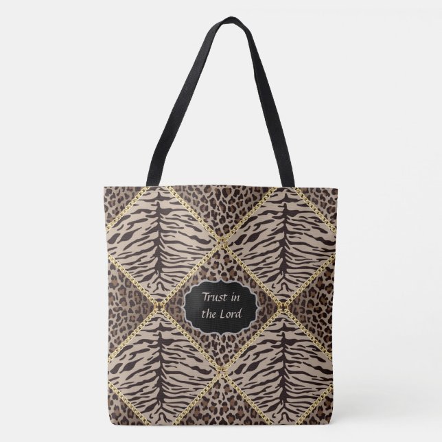 Brawn Animal Print Diamond Chain Tasche (Vorderseite)