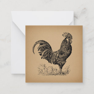 Brawn Antique Rooster Illustration Hühnerart Mitteilungskarte