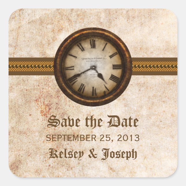 Brawn Antique Save the Date Stickers (Vorderseite)