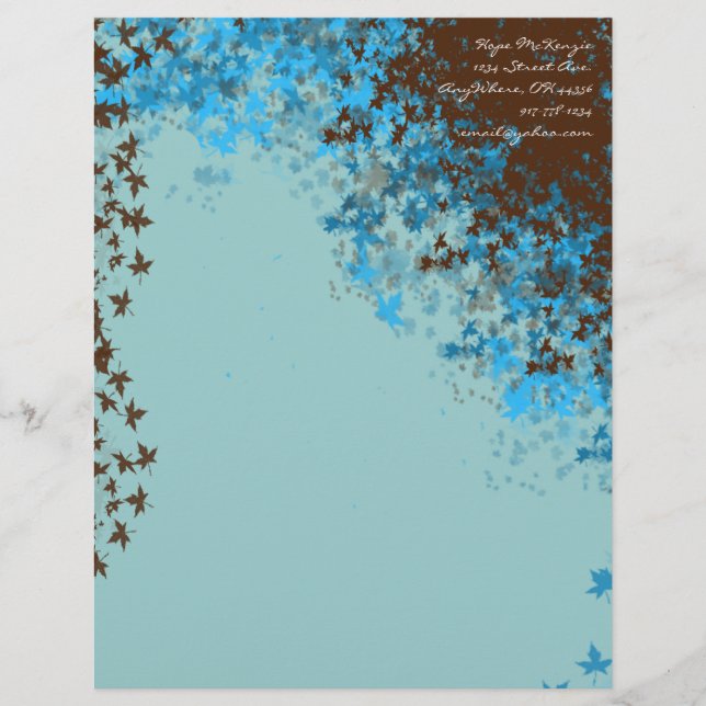 Brawn & Aqua Blue Blätter Letterhead (Vorderseite)