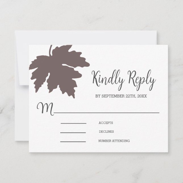 Brawn Autum Maple Leaf Wedding RSVP Card Karte (Vorderseite)